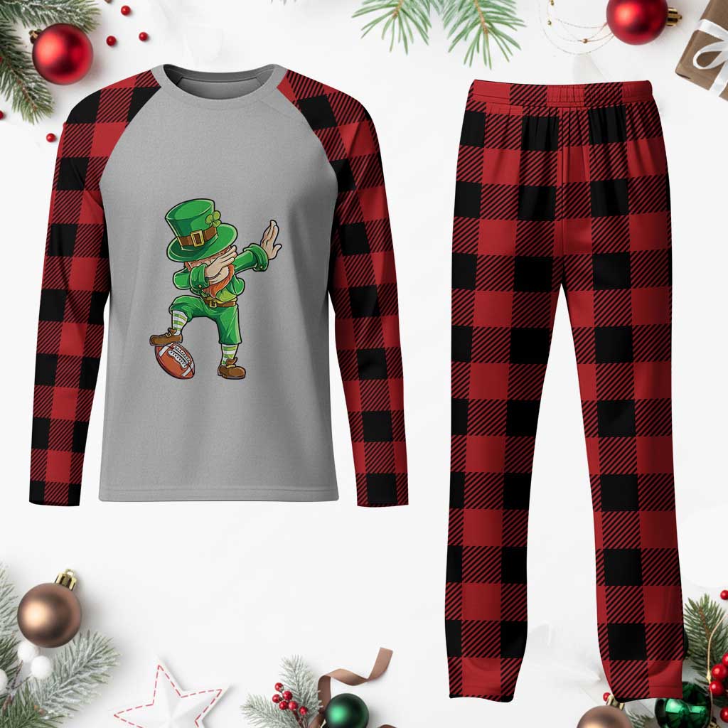 Dabbing Leprechaun Football Plaid Pajama Set St Patricks Day Sports Lover TS02 Buffalo Plaid Print Your Wear