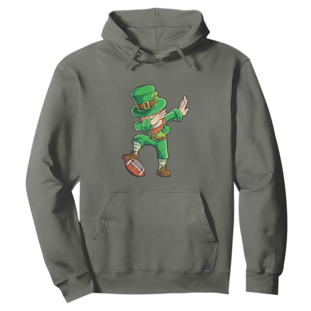 Dabbing Leprechaun Football Hoodie St Patricks Day Sports Lover TS02 Military Green Print Your Wear