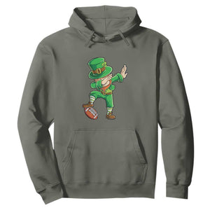 Dabbing Leprechaun Football Hoodie St Patricks Day Sports Lover TS02 Military Green Print Your Wear