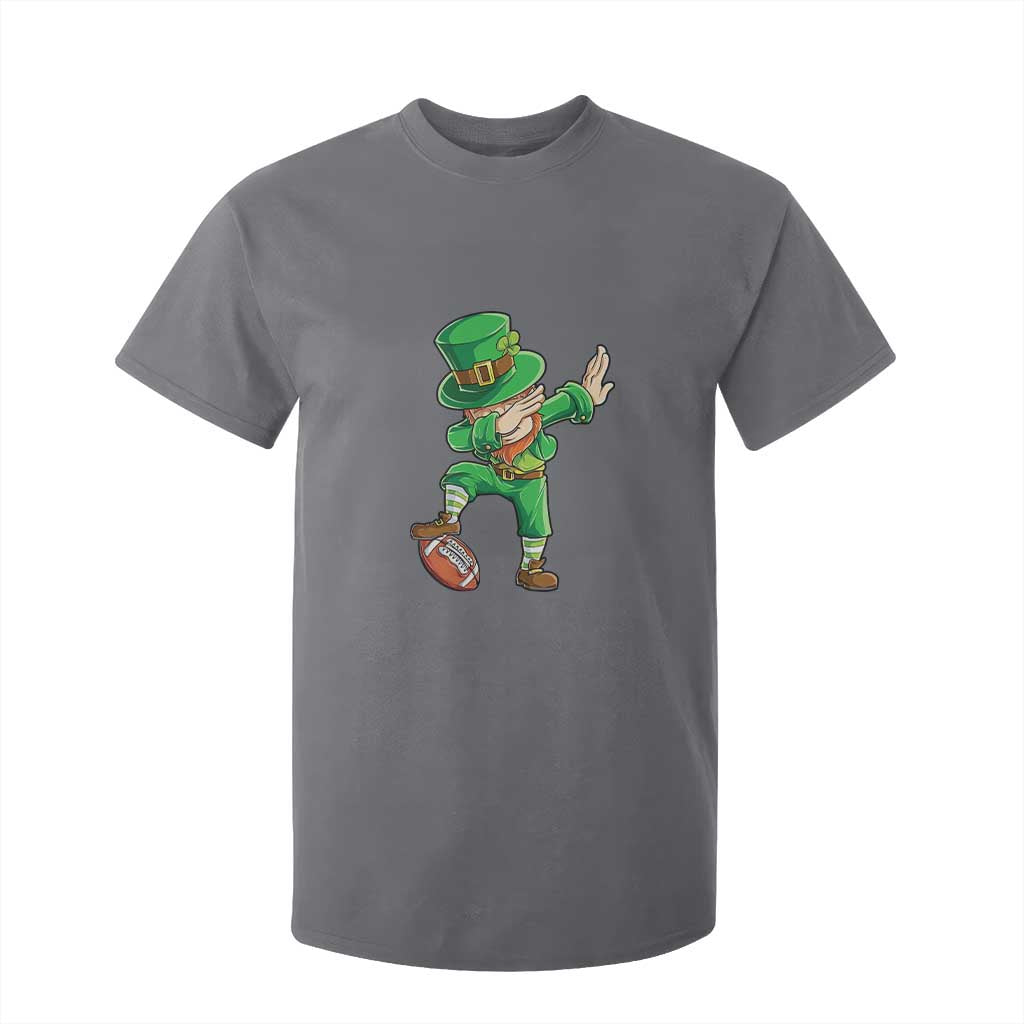Dabbing Leprechaun Football T Shirt For Kid St Patricks Day Sports Lover TS02 Charcoal Print Your Wear