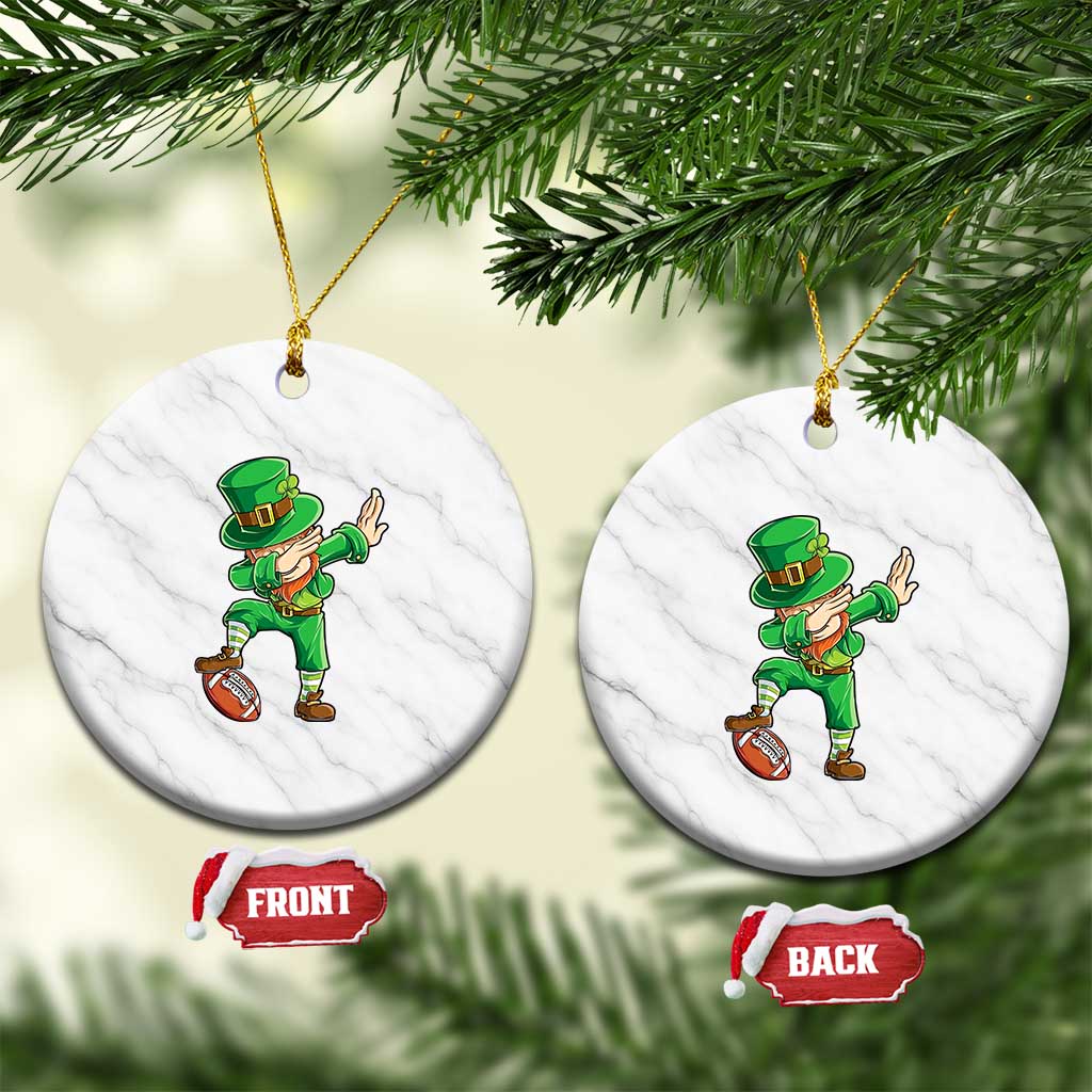 Dabbing Leprechaun Football Ceramic Ornament St Patricks Day Sports Lover TS02 1pc White Marble Print Your Wear