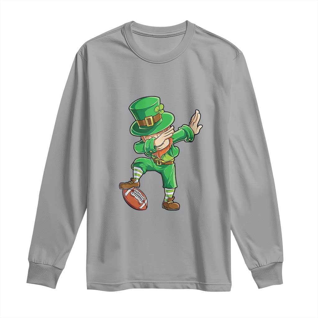 Dabbing Leprechaun Football Long Sleeve Shirt St Patricks Day Sports Lover TS02 Sport Gray Print Your Wear