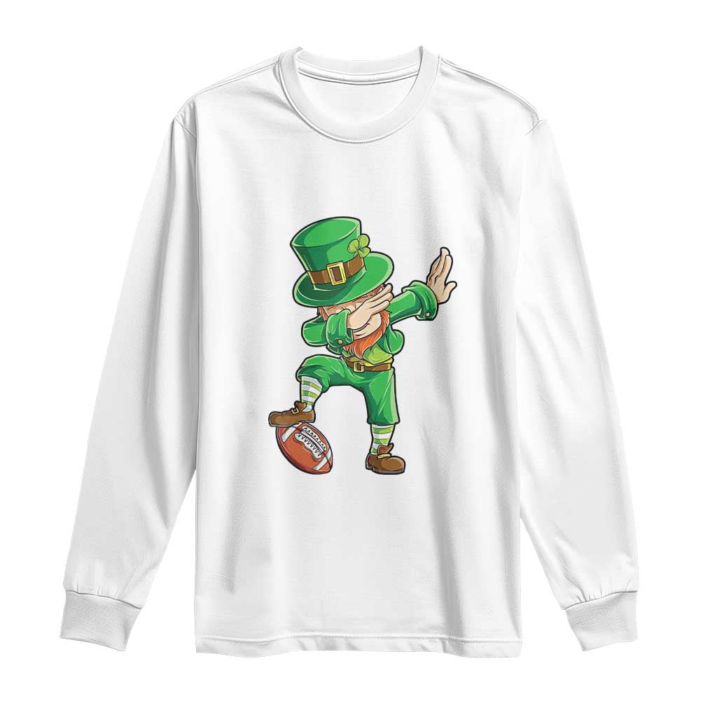 Dabbing Leprechaun Football Long Sleeve Shirt St Patricks Day Sports Lover TS02 White Print Your Wear