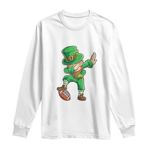 Dabbing Leprechaun Football Long Sleeve Shirt St Patricks Day Sports Lover TS02 White Print Your Wear