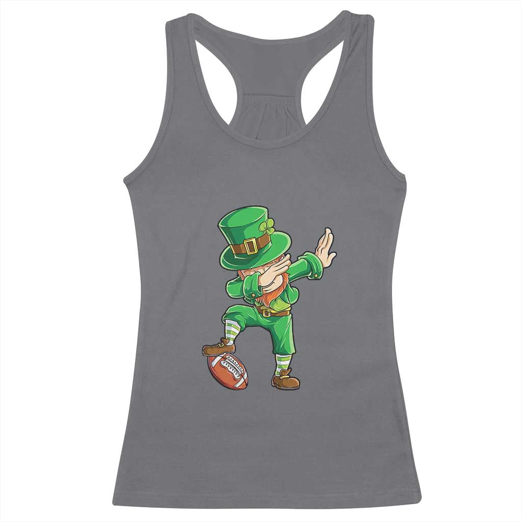 Dabbing Leprechaun Football Racerback Tank Top St Patricks Day Sports Lover TS02 Charcoal Print Your Wear