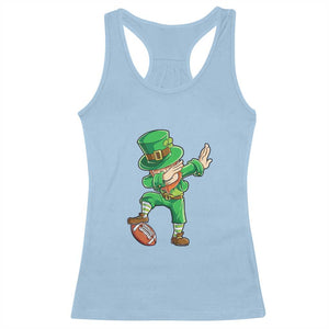 Dabbing Leprechaun Football Racerback Tank Top St Patricks Day Sports Lover TS02 Light Blue Print Your Wear