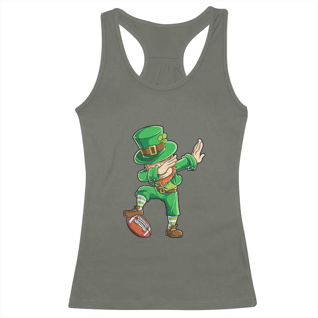 Dabbing Leprechaun Football Racerback Tank Top St Patricks Day Sports Lover TS02 Military Green Print Your Wear