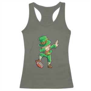 Dabbing Leprechaun Football Racerback Tank Top St Patricks Day Sports Lover TS02 Military Green Print Your Wear