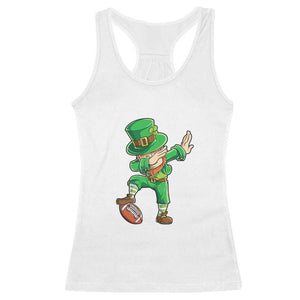 Dabbing Leprechaun Football Racerback Tank Top St Patricks Day Sports Lover TS02 White Print Your Wear