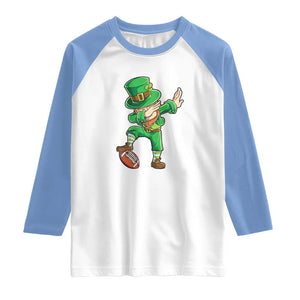 Dabbing Leprechaun Football Raglan Shirt St Patricks Day Sports Lover TS02 White Carolina Blue Print Your Wear
