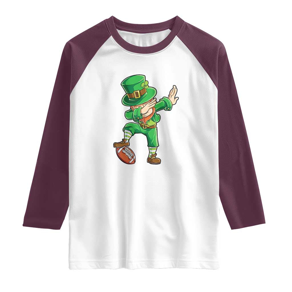 Dabbing Leprechaun Football Raglan Shirt St Patricks Day Sports Lover TS02 White Maroon Print Your Wear