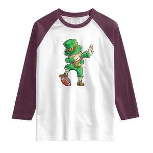 Dabbing Leprechaun Football Raglan Shirt St Patricks Day Sports Lover TS02 White Maroon Print Your Wear
