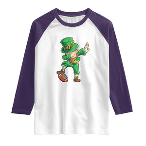 Dabbing Leprechaun Football Raglan Shirt St Patricks Day Sports Lover TS02 White Purple Print Your Wear