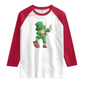 Dabbing Leprechaun Football Raglan Shirt St Patricks Day Sports Lover TS02 White Red Print Your Wear