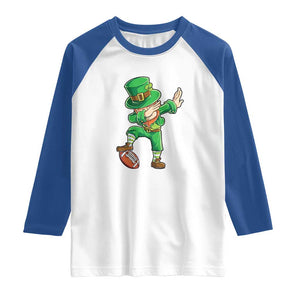 Dabbing Leprechaun Football Raglan Shirt St Patricks Day Sports Lover TS02 White Royal Print Your Wear