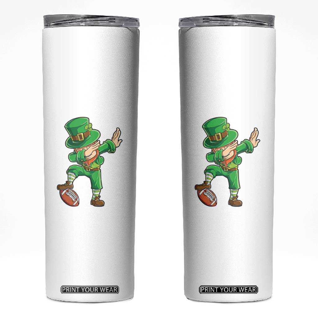 Dabbing Leprechaun Football Skinny Tumbler St Patricks Day Sports Lover TS02 White Print Your Wear