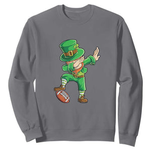Dabbing Leprechaun Football Sweatshirt St Patricks Day Sports Lover TS02 Charcoal Print Your Wear