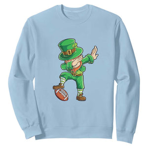 Dabbing Leprechaun Football Sweatshirt St Patricks Day Sports Lover TS02 Light Blue Print Your Wear