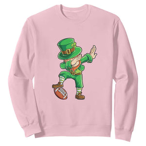 Dabbing Leprechaun Football Sweatshirt St Patricks Day Sports Lover TS02 Light Pink Print Your Wear