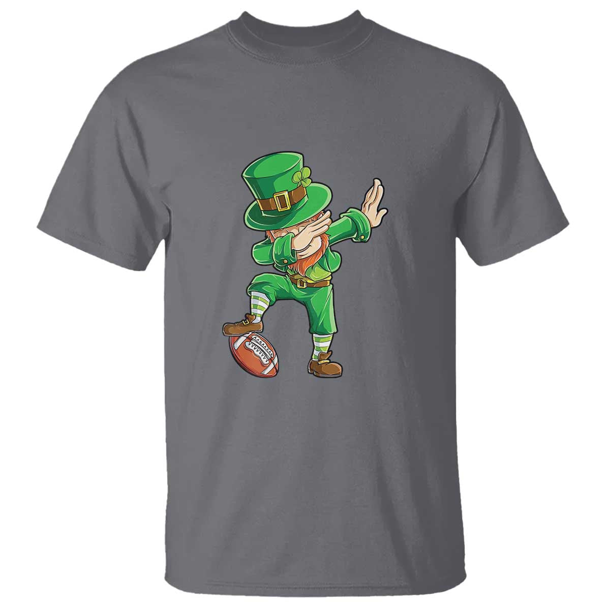 Dabbing Leprechaun Football T Shirt St Patricks Day Sports Lover TS02 Charcoal Print Your Wear