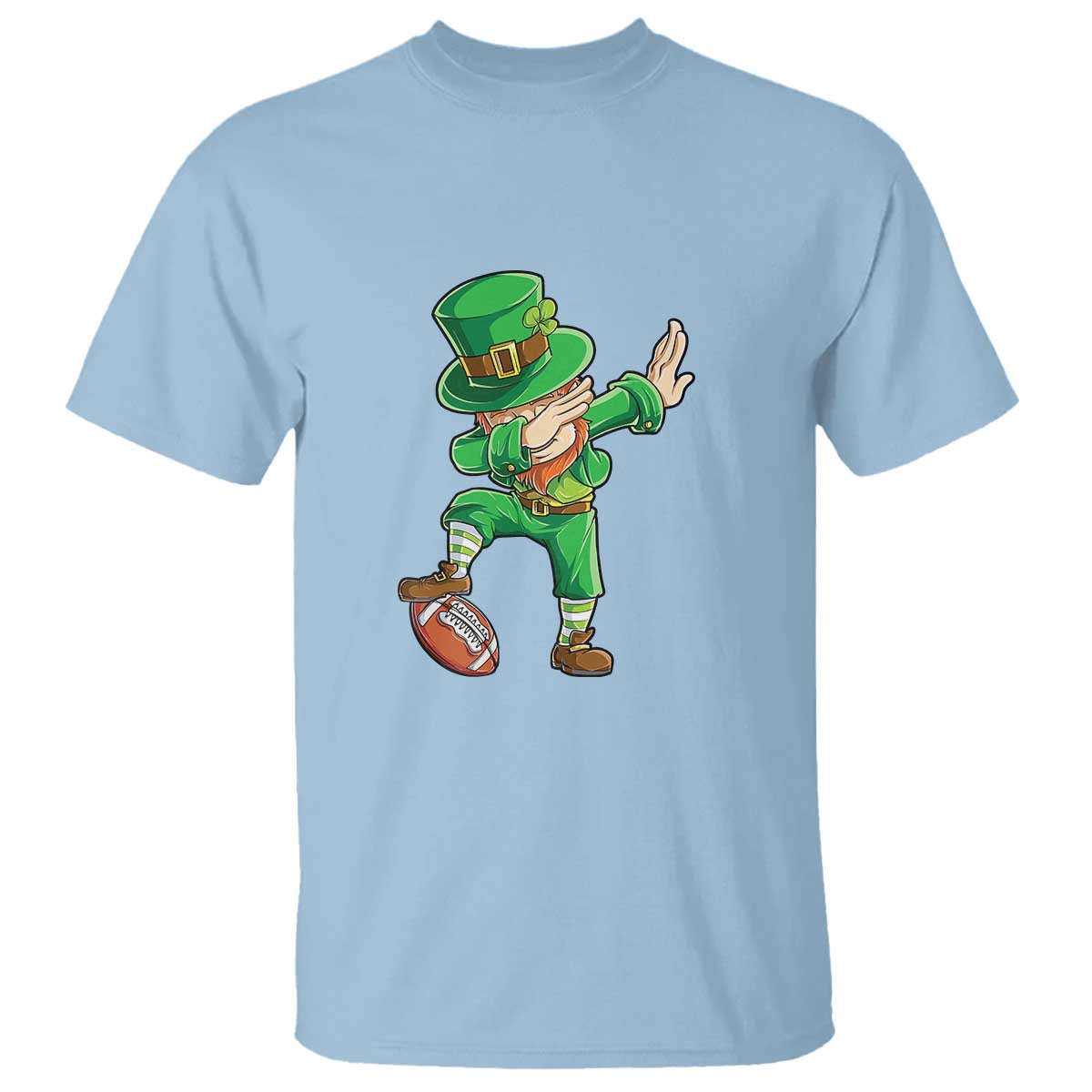 Dabbing Leprechaun Football T Shirt St Patricks Day Sports Lover TS02 Light Blue Print Your Wear