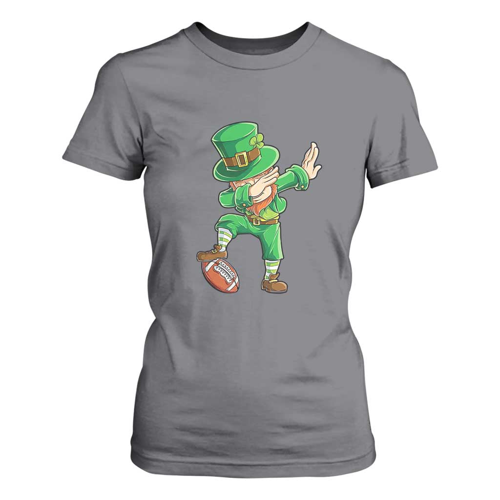 Dabbing Leprechaun Football T Shirt For Women St Patricks Day Sports Lover TS02 Charcoal Print Your Wear