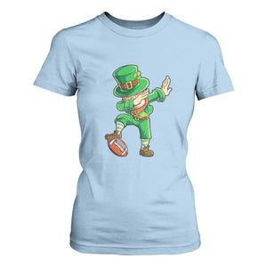 Dabbing Leprechaun Football T Shirt For Women St Patricks Day Sports Lover TS02 Light Blue Print Your Wear