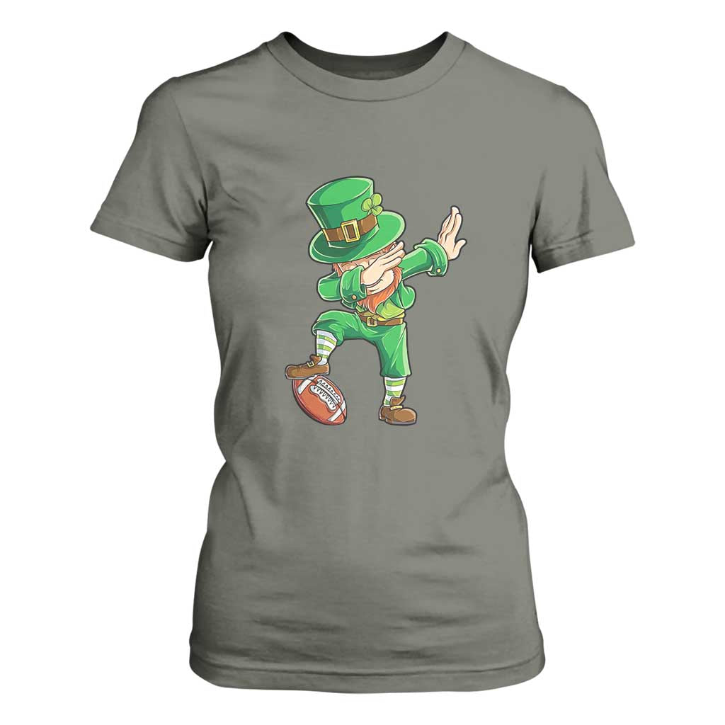 Dabbing Leprechaun Football T Shirt For Women St Patricks Day Sports Lover TS02 Military Green Print Your Wear