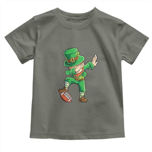 Dabbing Leprechaun Football Toddler T Shirt St Patricks Day Sports Lover TS02 Military Green Print Your Wear