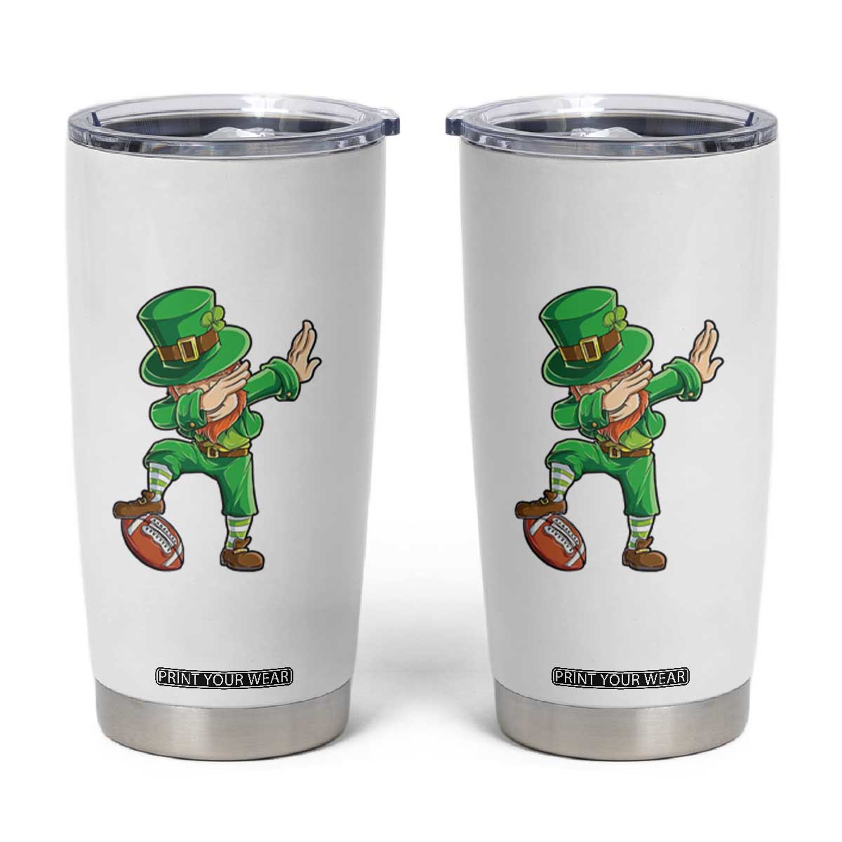 Dabbing Leprechaun Football Tumbler Cup St Patricks Day Sports Lover TS02 White Print Your Wear