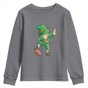 Dabbing Leprechaun Football Youth Sweatshirt St Patricks Day Sports Lover TS02 Charcoal Print Your Wear
