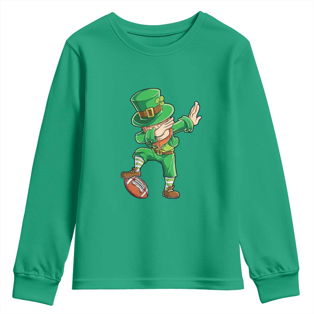 Dabbing Leprechaun Football Youth Sweatshirt St Patricks Day Sports Lover TS02 Irish Green Print Your Wear