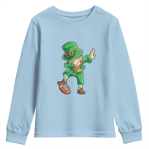 Dabbing Leprechaun Football Youth Sweatshirt St Patricks Day Sports Lover TS02 Light Blue Print Your Wear