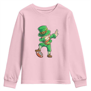 Dabbing Leprechaun Football Youth Sweatshirt St Patricks Day Sports Lover TS02 Light Pink Print Your Wear