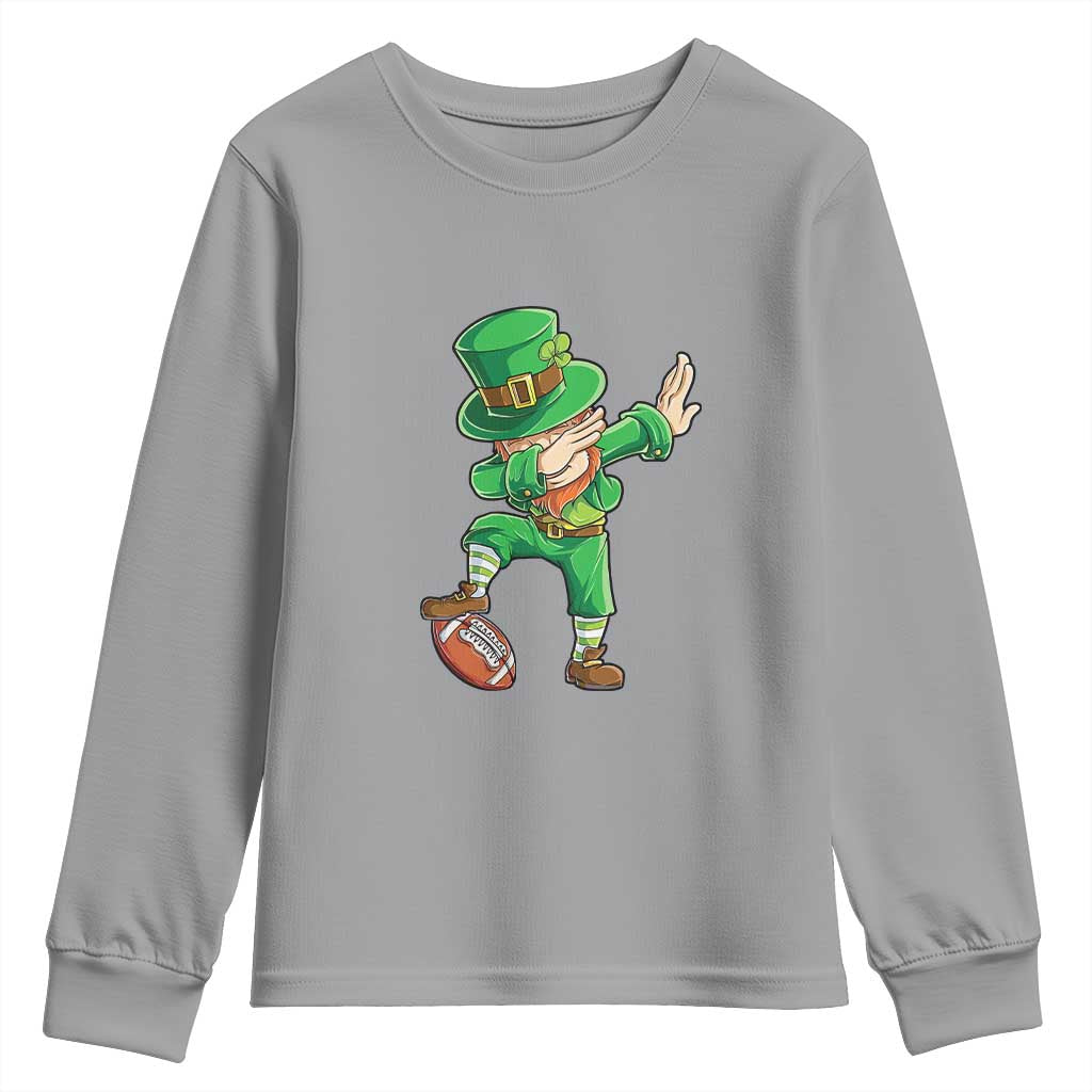 Dabbing Leprechaun Football Youth Sweatshirt St Patricks Day Sports Lover TS02 Sport Gray Print Your Wear