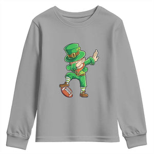 Dabbing Leprechaun Football Youth Sweatshirt St Patricks Day Sports Lover TS02 Sport Gray Print Your Wear