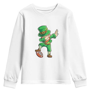 Dabbing Leprechaun Football Youth Sweatshirt St Patricks Day Sports Lover TS02 White Print Your Wear