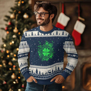 Celtic Knot Irish Shamrock Ugly Christmas Sweater St Patricks Day TS02 Navy Beige Print Your Wear