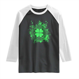 Celtic Knot Irish Shamrock Raglan Shirt St Patricks Day TS02 Black White Print Your Wear