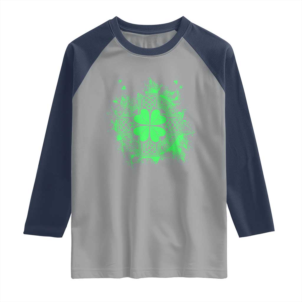 Celtic Knot Irish Shamrock Raglan Shirt St Patricks Day TS02 Sport Gray Navy Print Your Wear