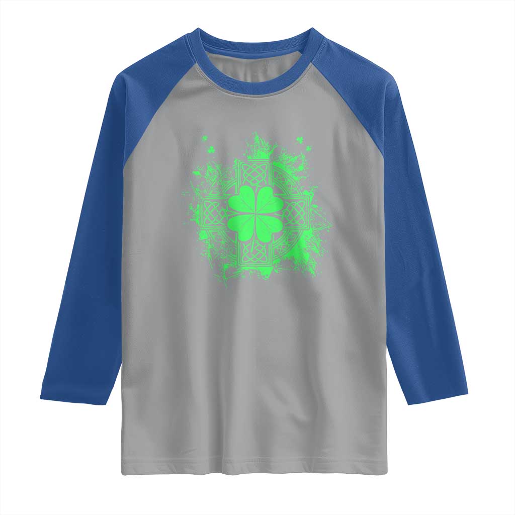 Celtic Knot Irish Shamrock Raglan Shirt St Patricks Day TS02 Sport Gray Royal Print Your Wear
