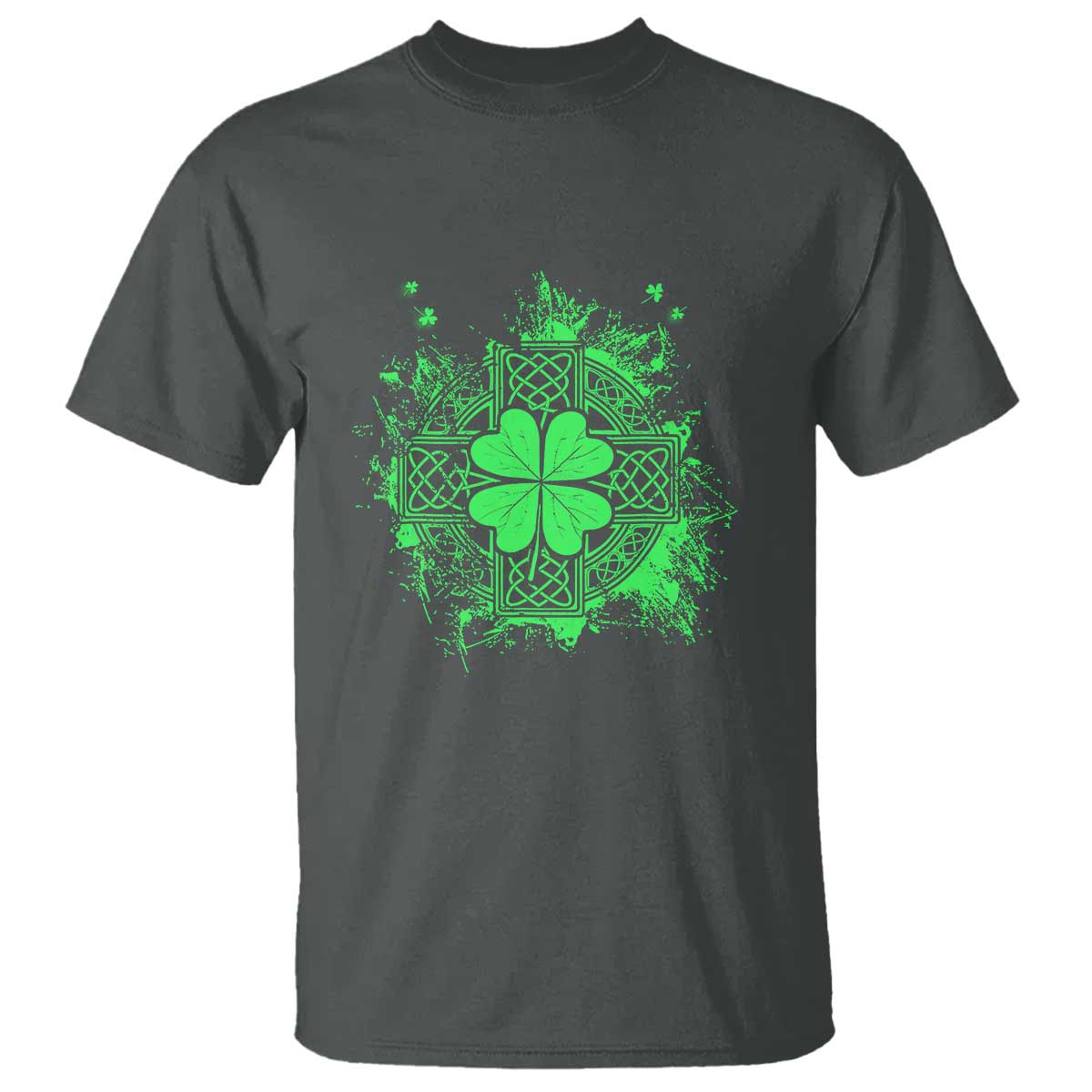 Celtic Knot Irish Shamrock T Shirt St Patricks Day TS02 Dark Heather Print Your Wear