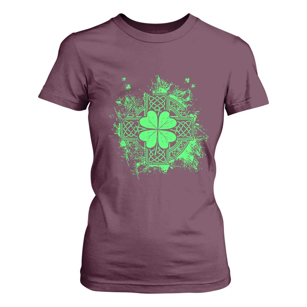 Celtic Knot Irish Shamrock T Shirt For Women St Patricks Day TS02 Maroon Print Your Wear