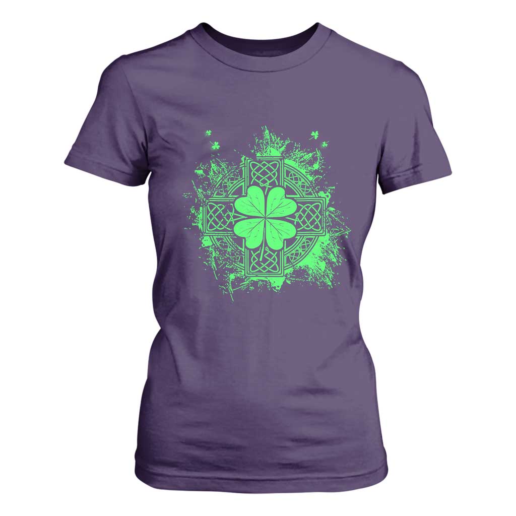 Celtic Knot Irish Shamrock T Shirt For Women St Patricks Day TS02 Purple Print Your Wear