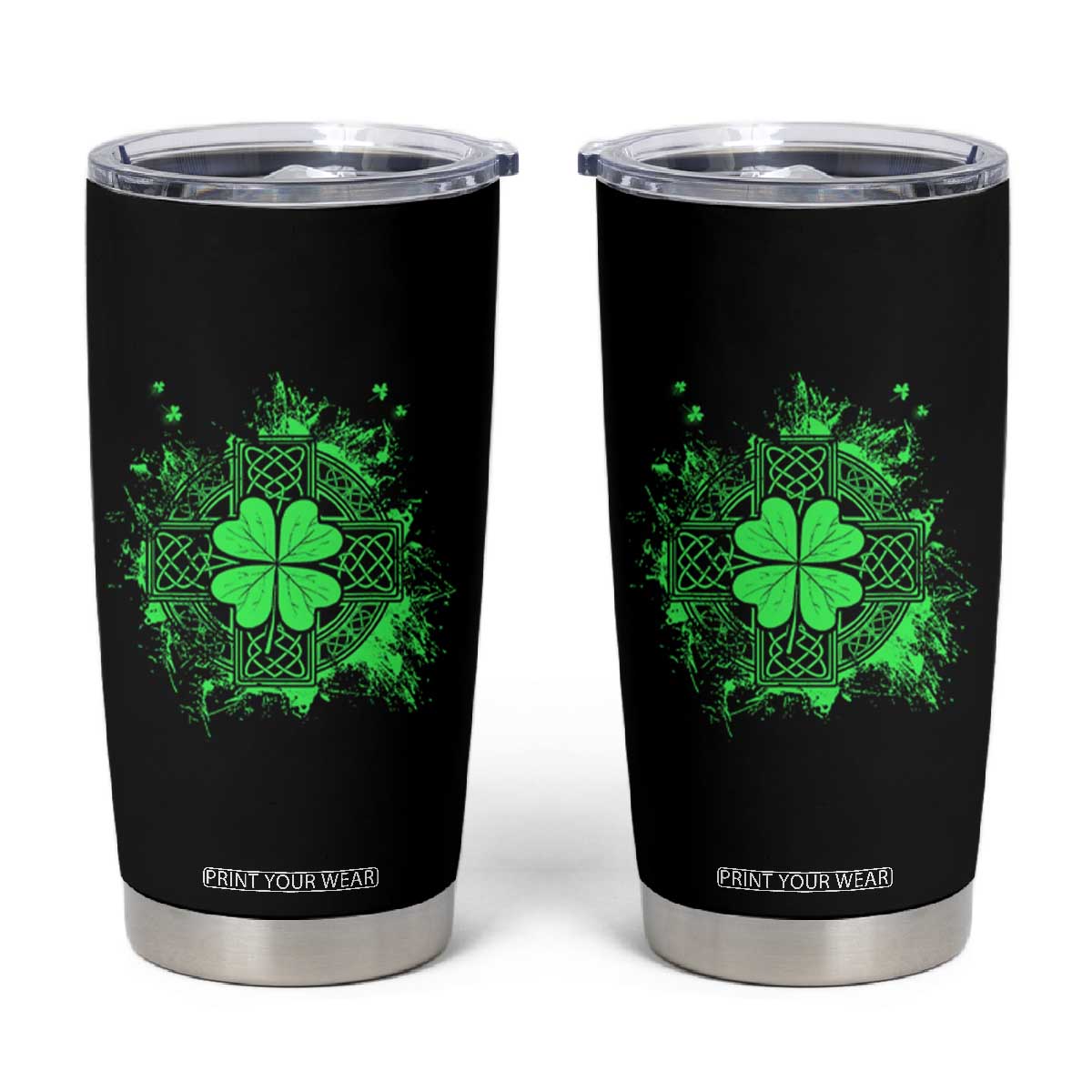 Celtic Knot Irish Shamrock Tumbler Cup St Patricks Day TS02 Black Print Your Wear