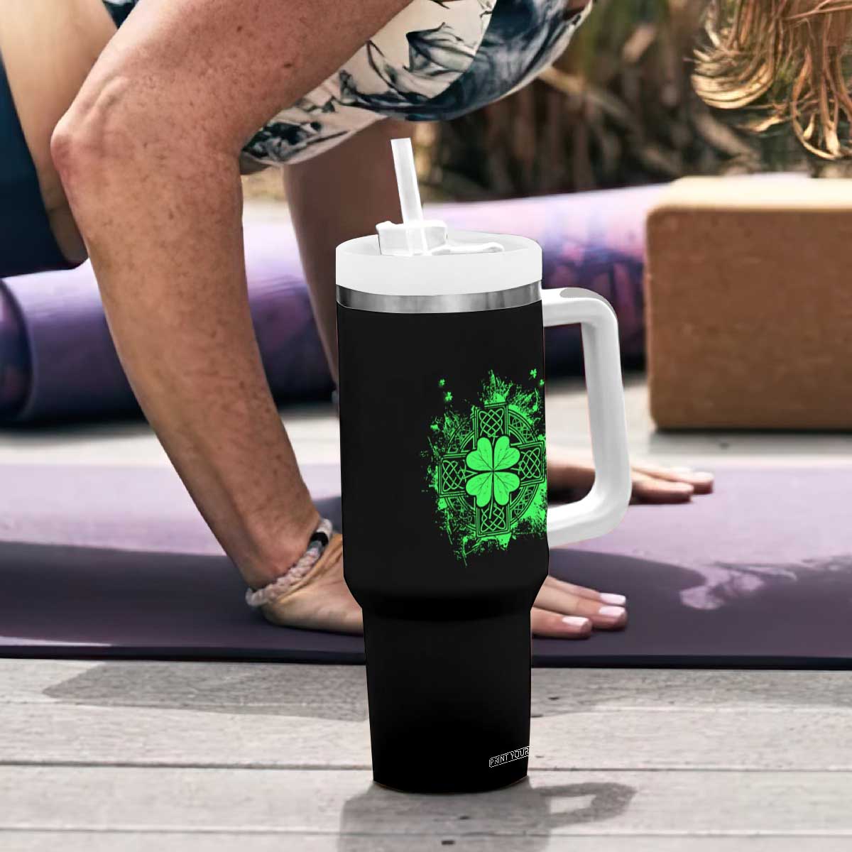 Celtic Knot Irish Shamrock Tumbler With Handle St Patricks Day TS02 Print Your Wear