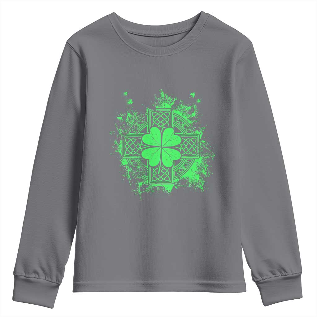 Celtic Knot Irish Shamrock Youth Sweatshirt St Patricks Day TS02 Charcoal Print Your Wear