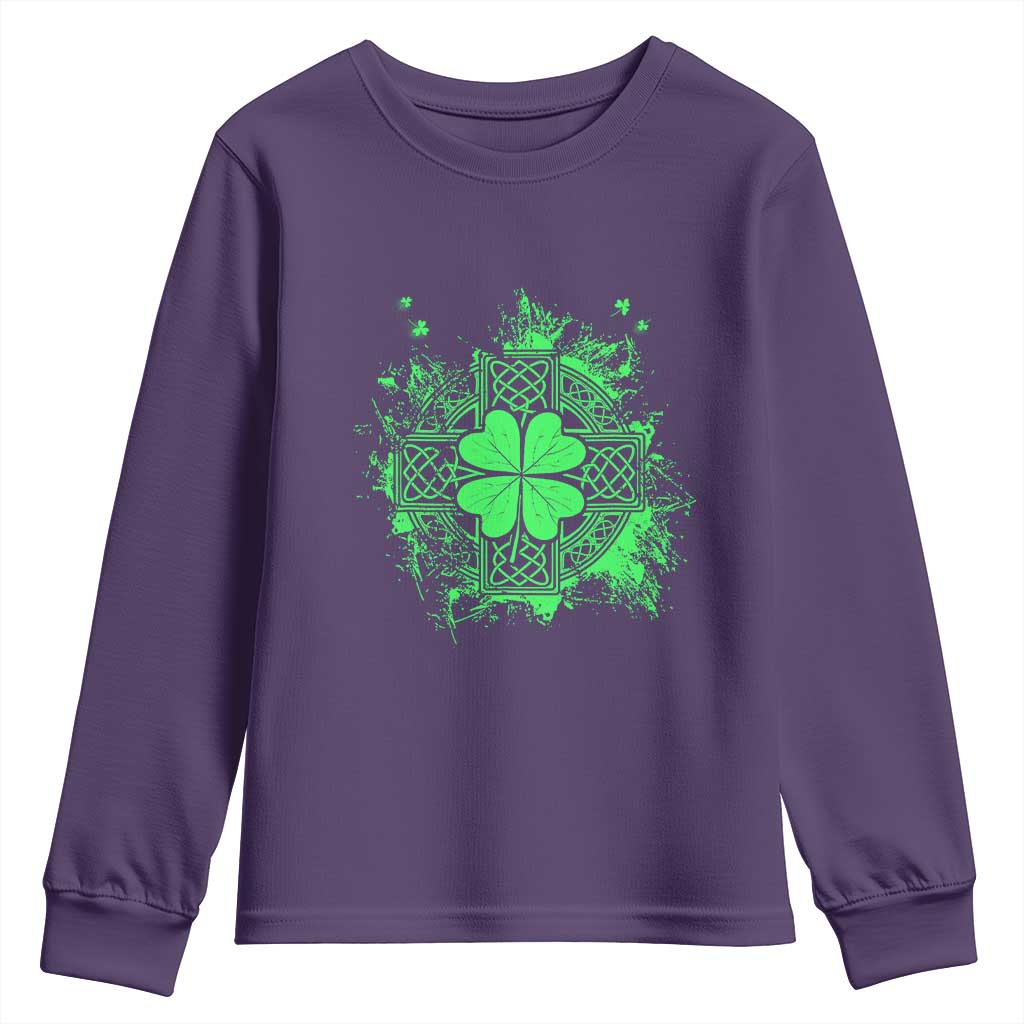 Celtic Knot Irish Shamrock Youth Sweatshirt St Patricks Day TS02 Purple Print Your Wear