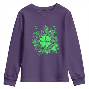 Celtic Knot Irish Shamrock Youth Sweatshirt St Patricks Day TS02 Purple Print Your Wear