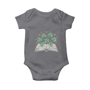 St Patricks Day Book Lover Baby Onesie Librarian Core Lucky Shamrocks TS02 Charcoal Print Your Wear